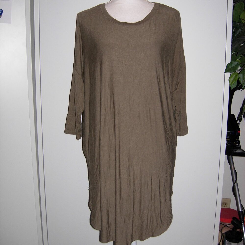 Anna Lane Olive Green Oversized T-Shirt Dress L